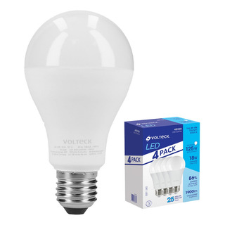 Pack De 4 Lámparas De Led, A22 18 W Luz De Día Volteck 48129 Pack De 4 Lámparas De Led, A22 18 W Luz De Día Volteck 48129