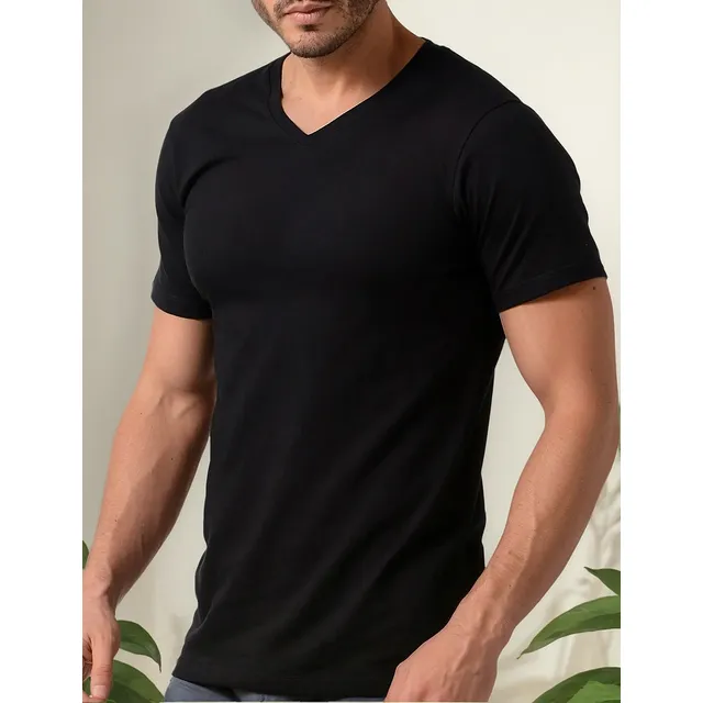 Camiseta Cuello V Manga Corta Algodón (2850)