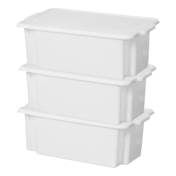 Kit 3 Bandeja Multiuso Açougue Com Tampa Caixa P/ Carnes 15l