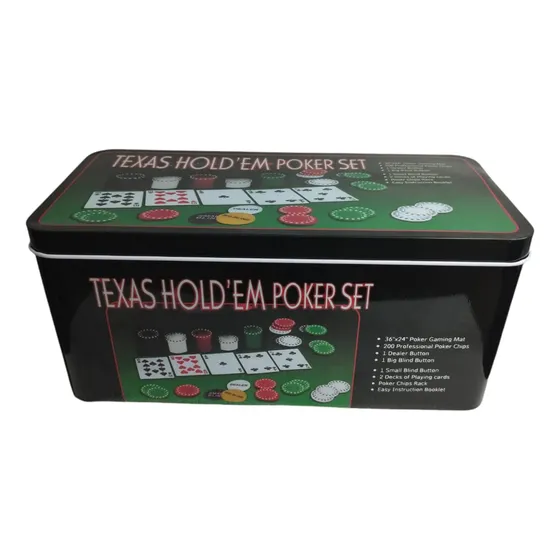 Poker Set Cartas Fichas Dealer Big Blind Button Mesa