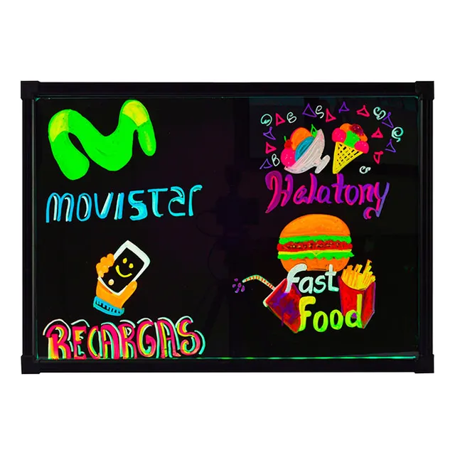Pizarra Led Multicolor Borrable 60x80 Cm+1 Marcador Neon Led