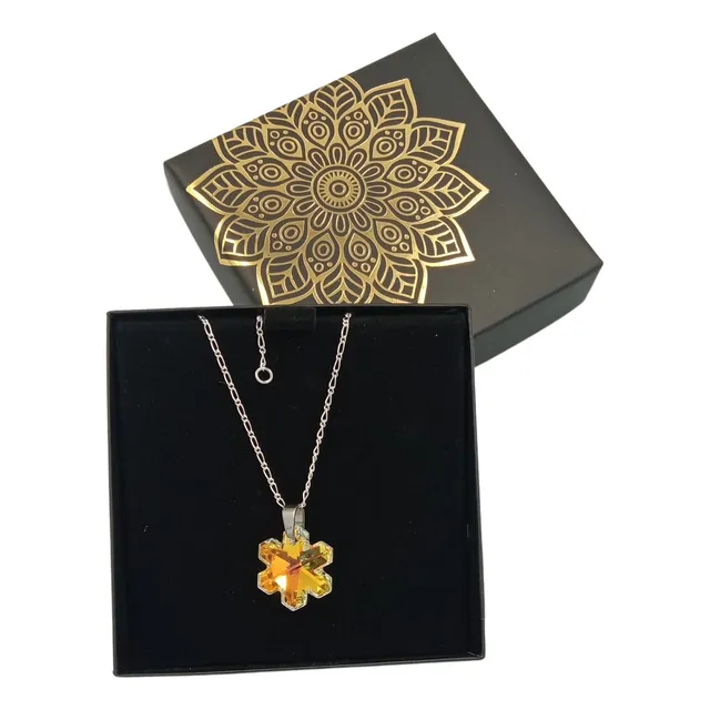 Collar Cristal Austriaco Snowflake Con Cadena De Plata