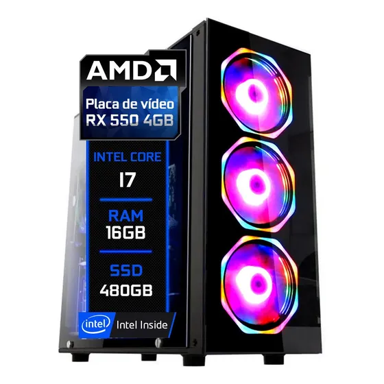 Pc Gamer Intel Core I7 16gb Rx 550 4gb Ssd 480gb