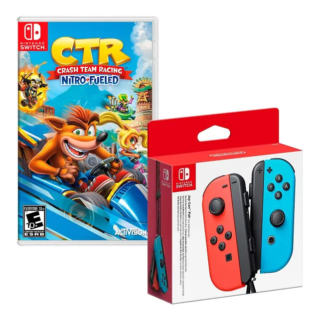 Joy Con Neon Azul Y Rojo + Crash Team Racing Nintendo Switch