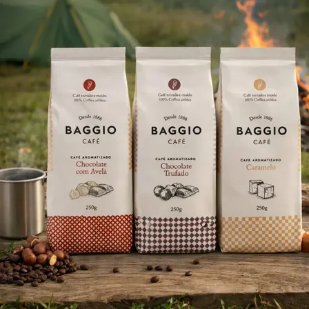 Kit Café Gourmet Baggio Chocolate Com Avelã+trufado+caramelo