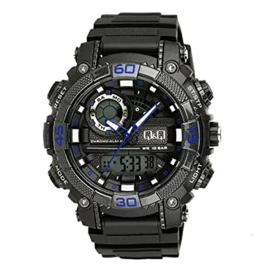 Reloj Deportivo Para Hombre Marca Q&q Digital Analógico Negro Azul Negro