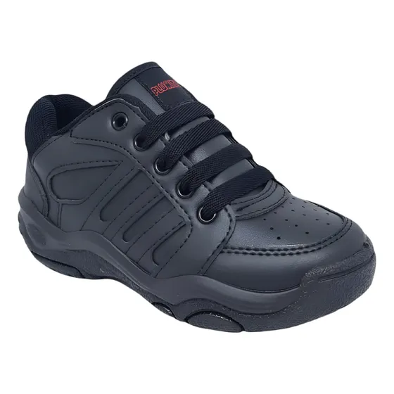 Zapatilla Rubber Plumitas Colegial Negras Acordonadas