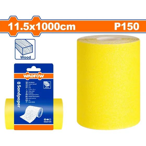 Rollo Lija Grano 150 11.5 X 1mt Amarilla Wadfow Wsm15012