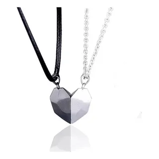 F Collar Dúo Par Pareja Novios Esposos Imán Corazón San F Collar Dúo Par Pareja Novios Esposos Imán Corazón San