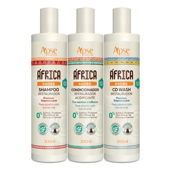 Kit África Baobá Shampoo Condicionador Co Wash Apse
