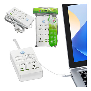 Extensão Elétrica 7 Tomadas Régua Bivolt C/ 4 Usb Cabo 2m Extensão Elétrica 7 Tomadas Régua Bivolt C/ 4 Usb Cabo 2m