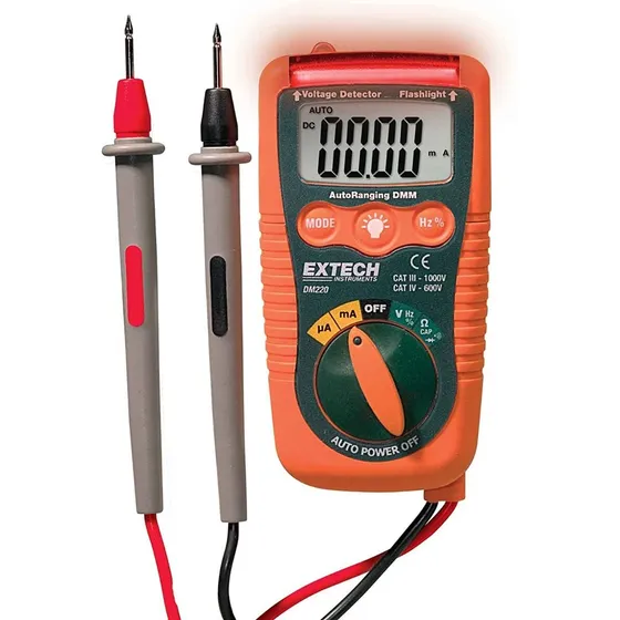 Multimetro De Bolsillo Con Detector Y Lampara Dm220