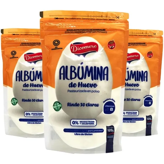 Combo X3 Albúmina De Huevo Dicomere 120g Rinde 30 Claras