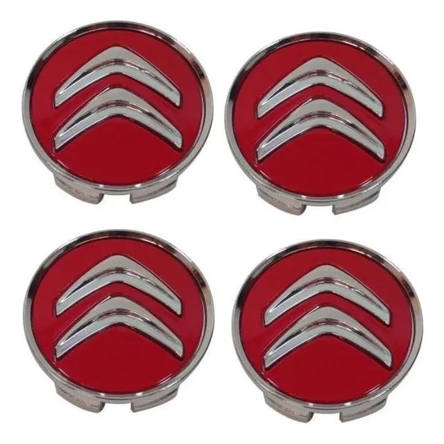Juego 4 Centros De Llanta Citroen C3 C4 Aircross , 60mm Rojo