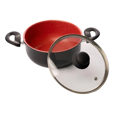 Caçarola De Indução Em Alumínio Com Revestimento Cerâmico 20cm Vermelha Lyor N/a