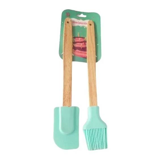 Set X 2 Piezas Silicona Cocina Espátula + Brocha