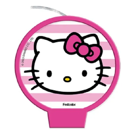 Vela Plana Aniversário Hello Kitty - C/1 Unidade - Festcolor