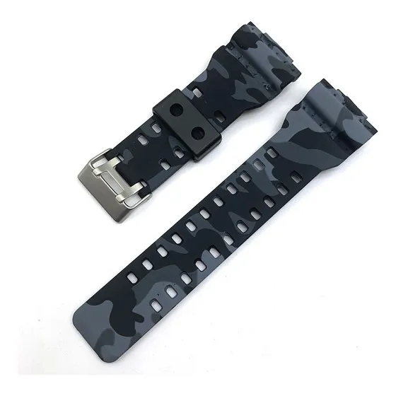 Pulseira De Silicone Compatível Relógio Casio G-shock Ga-100 Cor Cinza Camuflada