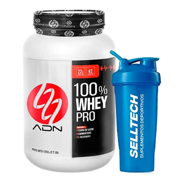 Proteína Adn 100% Whey Pro 1.25kg Vainilla + Shaker