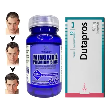 Minoxidil Pastillas 5 Mg + Biotina + Dutasteride 0.5 Cabello