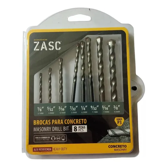 Set De Brocas Mechas Para Concreto Zanco 8pzs Zasc