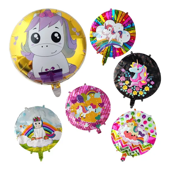 12 Globos Metalico Unicornio 18'' Fiesta Kawaii Cumpleaños