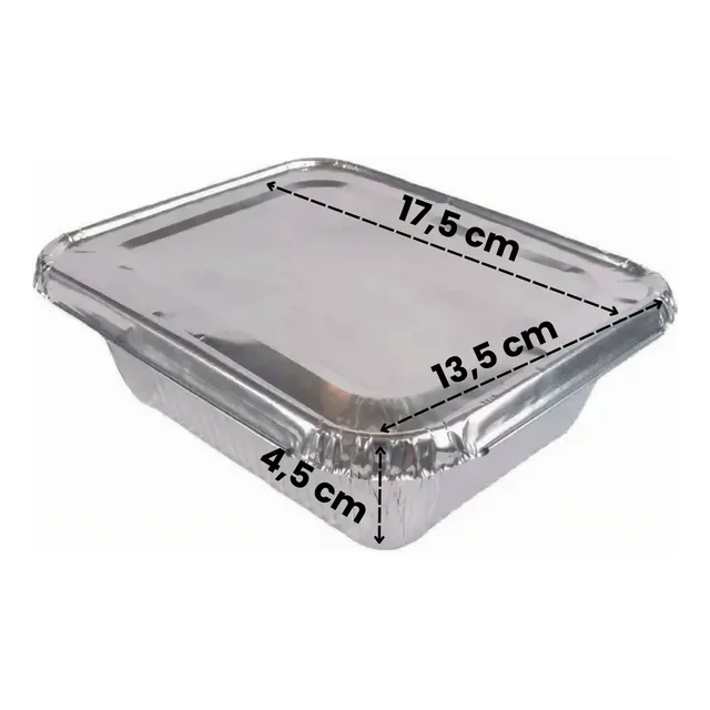 Bandejas Descartable Aluminio F75 Rectan 17x13x4 C/tapa 100u