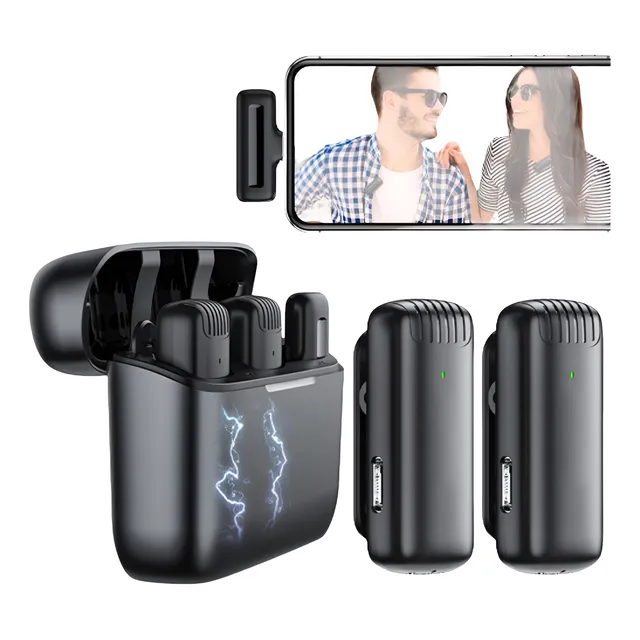 Microfone Sem Fio Duplo Profissional Bluetooth Ios Android