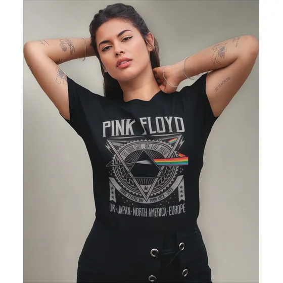 Playera Negra Estampado Dtf Pink Floyd Dama