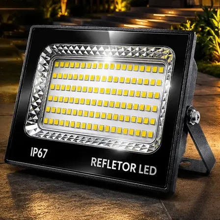 Kit 2 Refletores Led Smd Holofote 500w Ip67 Carcaça Preta Luz Branco Frio 6500k Bivolt Econômico Decorativo