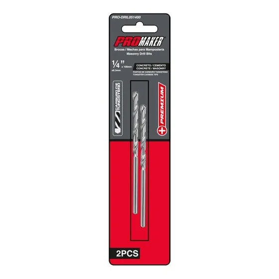Mecha O Broca Para Concreto  1/4 Promaker 2 Piezas