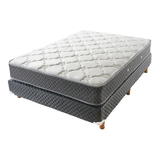Sommier Y Colchon Cannon Doral 2 Plazas 130x190 Color Gris