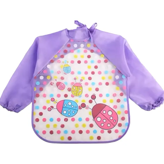 Babero Delantal Bebés Y Niños De Manga Larga Impermeable