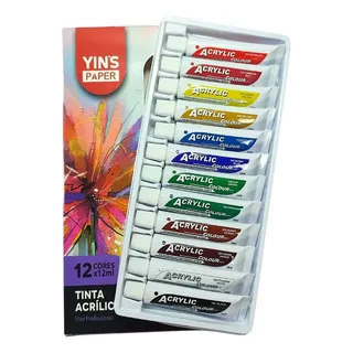 Tinta Acrilica 12 Cores Bisnaga De 12ml Tinta Acrilica 12 Cores Bisnaga De 12ml