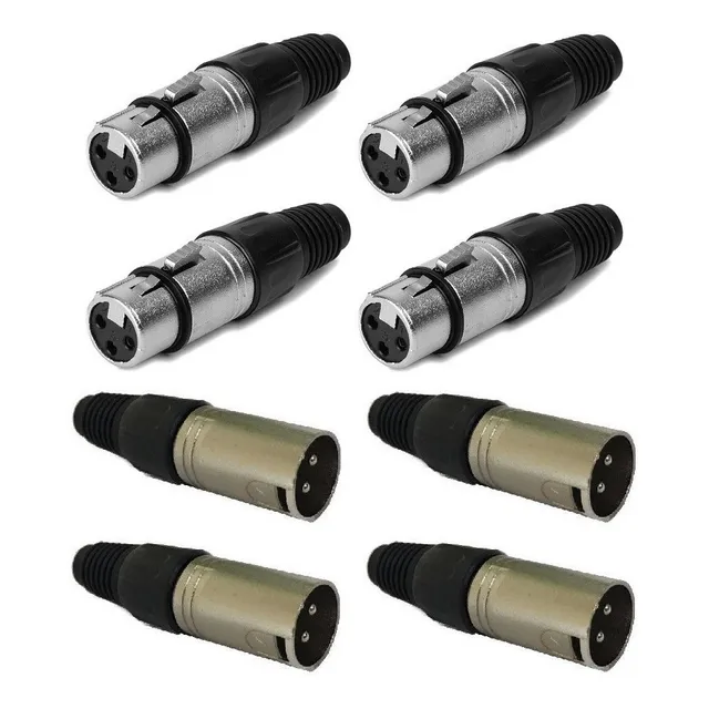 Pack De 8 Fichas Canon A Cable Xlr3 - 4 Machos + 4 Hembras - Artekit Pro Simil Neutrik Excelente Calidad