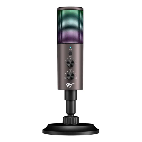 Microfone Gamer Usb Mesa Havit Gk61 Rgb Omnidirecional Preto