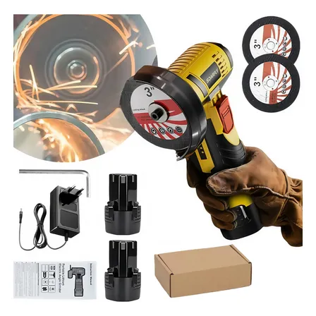 Esmerilhadeira Angular Lixadeira Portátil Sem Fio 2bateria Amarelo 127/220v 50hz/60hz