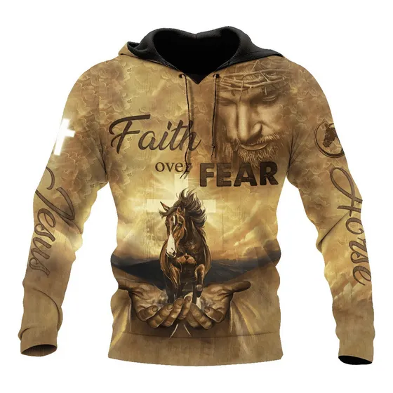 Ci Sudadera Con Capucha Caballo Jesús Fe Sobre El Miedo Suda