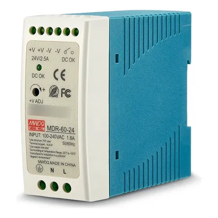 Fonte Chaveada 24v 2,5a 60w Trilho Din 100~240v Mdr-6024