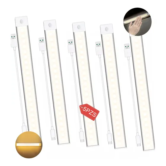 Lampara Con Sensor Movimiento Luz De Led Clóset Usb 5 Piezas