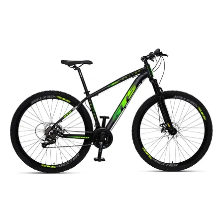 Bicicleta Aro 29 Gts Dexter 24v Cambio Shimano Freio A Disco Cor Preto/verde Tamanho Do Quadro 21
