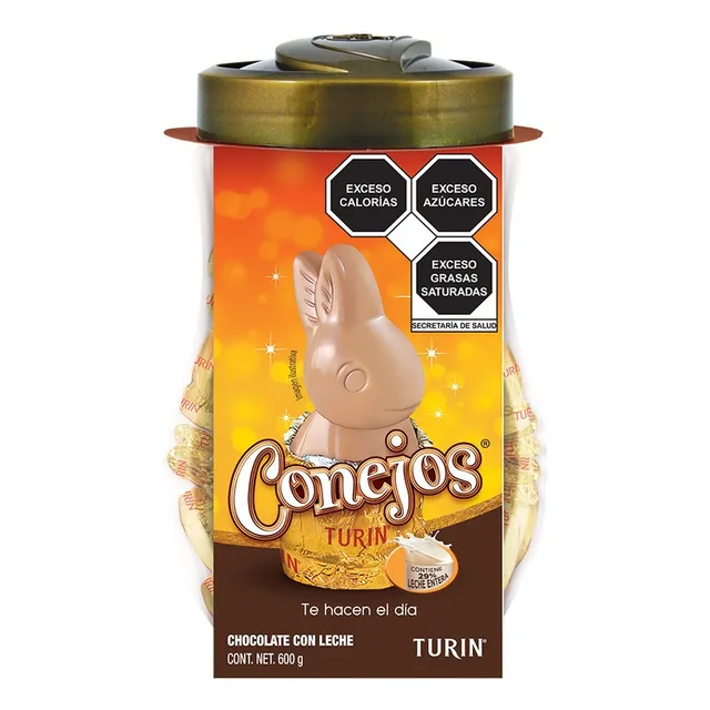 Conejos Chocolates con leche Vitrolero 600g, 30 piezas de 20g