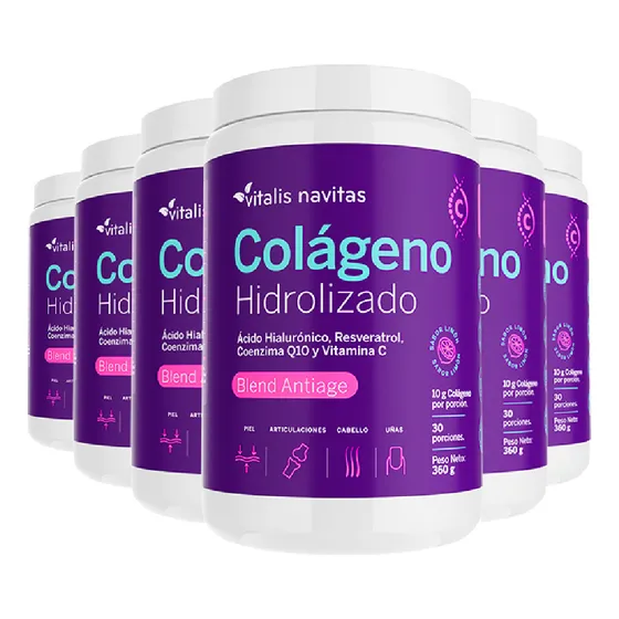 Suplemento en polvo Vitalis Navitas Blend Antiage Colágeno hidrolizado sabor limón 6 packs