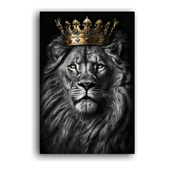 Cuadro Leon Con Corona King 60x90 Cm Lienzo Canvas