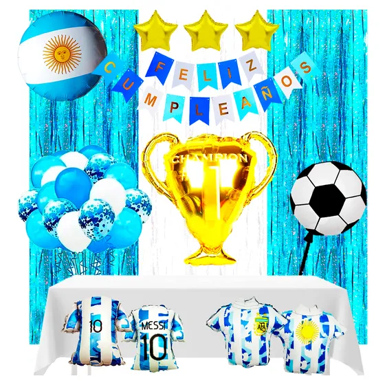 Kit Combo Mundial Seleccion Argentina Globo Campeon Messi