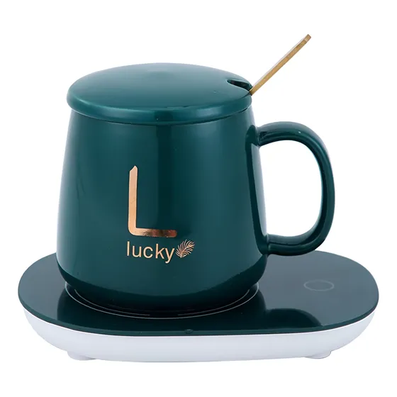 Taza De Cafe Con Base Termica Calentador 55 Grados Ceramica