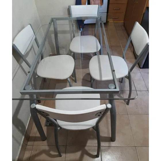 Mesa De Comedor De Vidrio - Con 4 Sillas Leer Descripcion