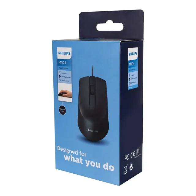Mouse Óptico Philips Cableado M204 Color Negro