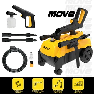 Hidrolavadora Trent Move 1600w 1885 Psi Compacta Adaptable Y Portátil Con Accesorios Y Ruedas