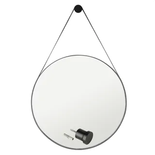 Espelho Redondo Decorativo Suspenso Alça 60cm + Pino Cor Preto Espelho Redondo Decorativo Suspenso Alça 60cm + Pino Cor Preto